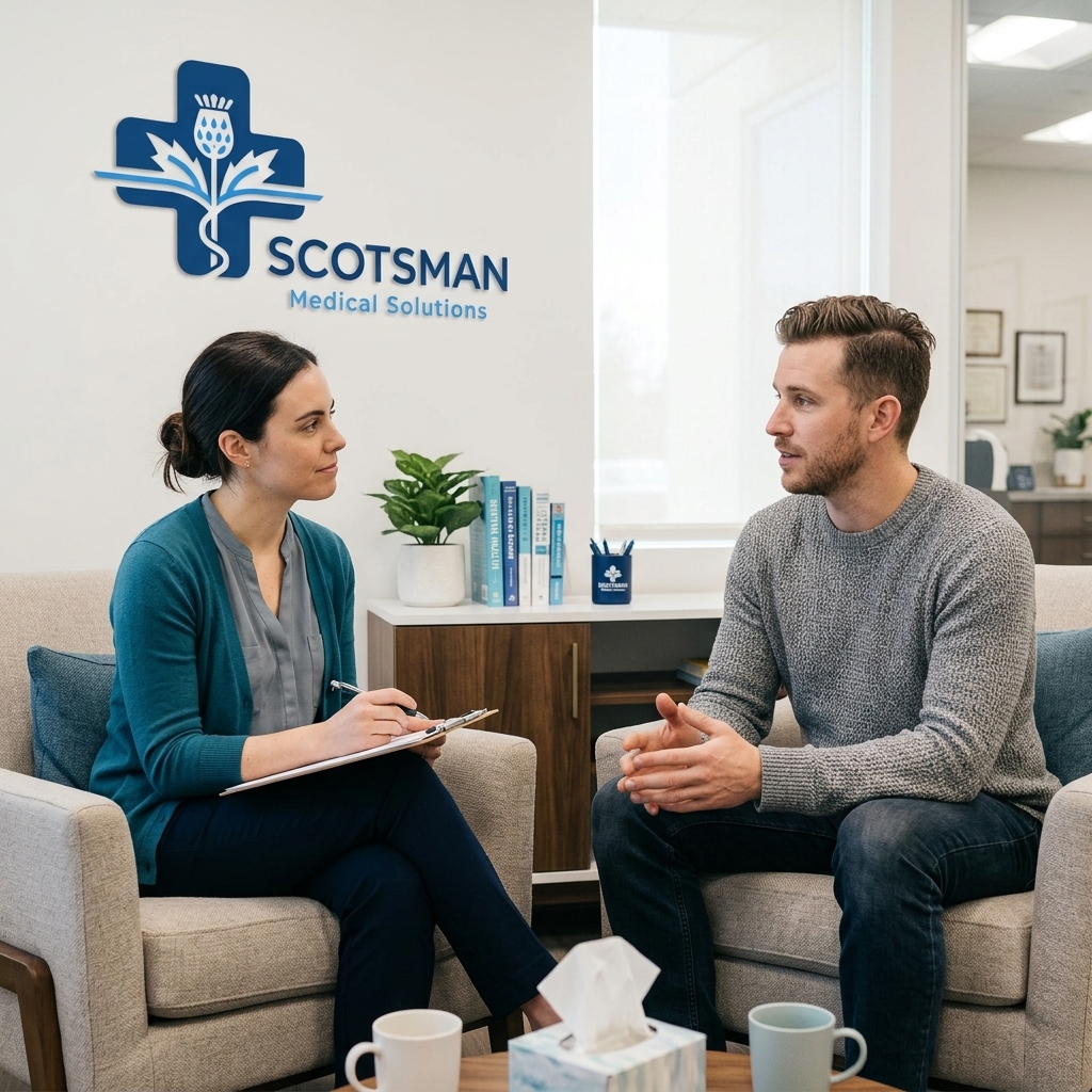 Therapy consultation with a patient